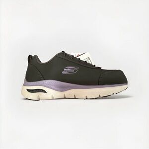 Skechers Women’s Non-Slip Work Black & Lavender Arch Fit Comfort Safety Shoe